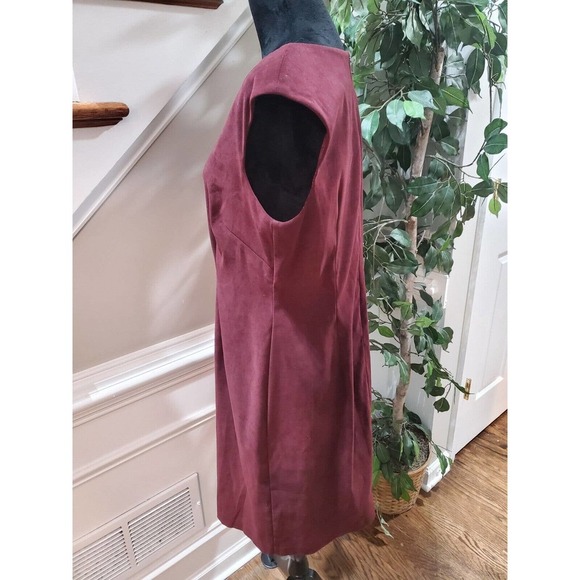 Connected Apparel Womens Maroon Polyester V-Neck Sleeveless Knee Length Dress 12 - Picture 5 of 11